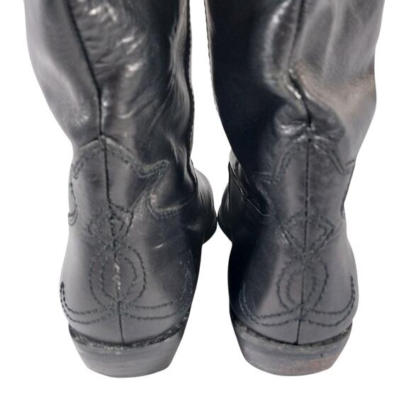 WHITE MOUNTAIN! BLACK GENUINE LEATHER COWBOY, WESTERN LOW HEEL BOOTS! SZ 8B - Picture 9 of 11